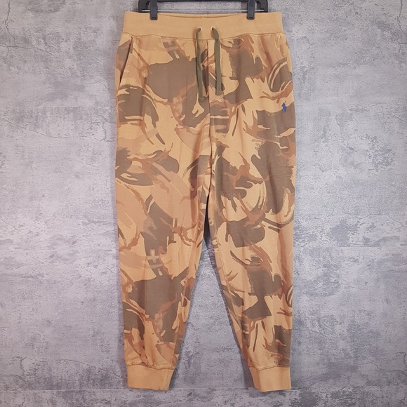 POLO Ralph‎ Lauren Denim Supply Fleece Jogger Pants Mens LARGE Camo Brown
